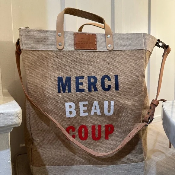 Clare V. x Apolis “Merci Beau Coup” tote w long leather strap limited edition - Picture 2 of 14
